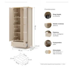 Meble Młodzieżowe|Zestawy Mebli Młodzieżowych></noscript>lenart. Dwudrzwiowa szafa młodzieżowa STORY z półkami i szufladą beż piaskowy