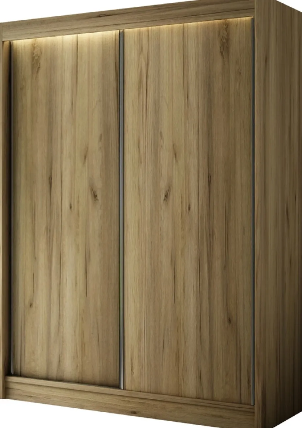 Zestawy Mebli Do Przedpokoju|Szafy Dwudrzwiowe>Arton Dwudrzwiowa szafa przesuwna do sypialni 150 cm BRANDON dąb craft złoty