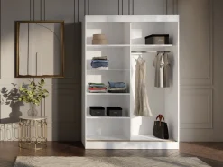 Szafy Dwudrzwiowe|Szafy Młodzieżowe>JUREK Dwudrzwiowa szafa przesuwna 200cm do sypialni z lustrami biała MORIN biały