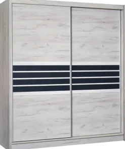 Szafy Przesuwne|Szafy Dwudrzwiowe>Stolar Dwudrzwiowa szafa przesuwna z półkami i drążkami 203 cm TRISS dąb craft