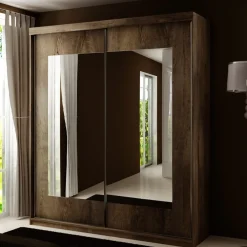 Szafy Przesuwne|Szafy Dwudrzwiowe>KIER Dwudrzwiowa szafa przesuwna z lustrem 150 cm TARO jesion ciemny dąb jesion ciemny