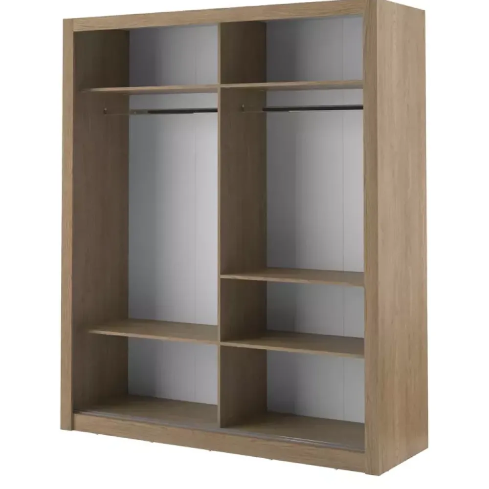 Zestawy Mebli Do Sypialni|Szafy Dwudrzwiowe>lenart. Dwudrzwiowa szafa przesuwna 180 cm z lustrem półki ARTI dąb shetland