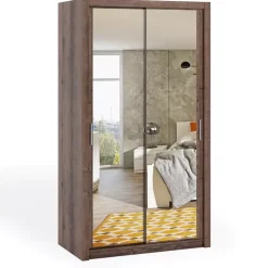 Zestawy Mebli Do Sypialni|Szafy Dwudrzwiowe>GiB Meble Dwudrzwiowa szafa przesuwna z lustrami 120 cm BELLA dąb monastery