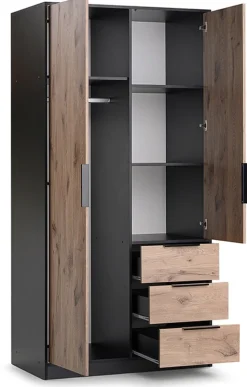 Szafy Dwudrzwiowe|Szafy Do Pokoju Dziecięcego>Stolar Dwudrzwiowa szafa uchylna z szufladami i drążkiem 100 cm LANTE