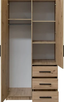 Meble Dla Dzieci|Szafy Dwudrzwiowe>Stolar Dwudrzwiowa szafa uchylna z lustrem i szufladami 100 cm KODA