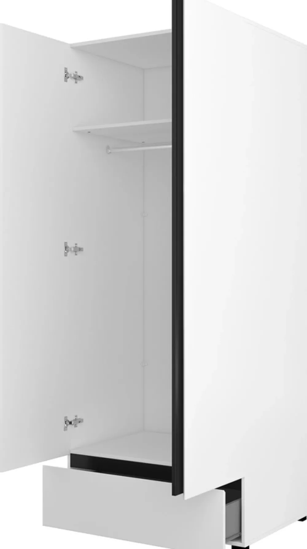 Meble Młodzieżowe|Zestawy Mebli Do Sypialni>Helvetia Dwudrzwiowa szafa z drążkiem na wieszaki i szufladą 90 cm CROSS biały