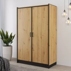 Zestawy Mebli Do Salonu|Szafy Dwudrzwiowe></noscript>Lempert Dwudrzwiowa szafa z półkami na ubrania do salonu KALETTO