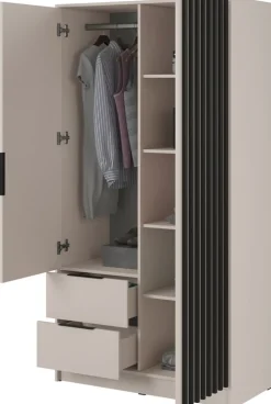 Zestawy Mebli Do Przedpokoju|Szafy Dwudrzwiowe>PIASKI Dwudrzwiowa szafa z szufladami 105 cm KELLY kaszmir