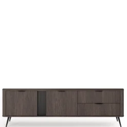 Zestawy Mebli Do Salonu|Szafki Rtv>LASKI Dwudrzwiowa szafka RTV 195 cm z szufladami do salonu dąb dunin VALIO