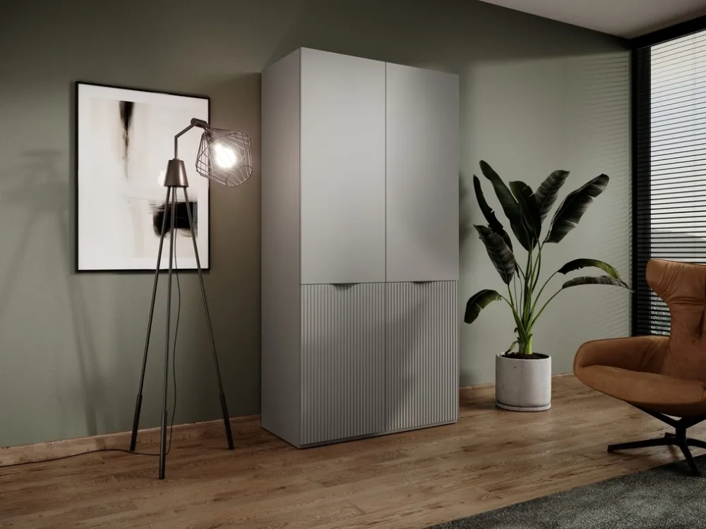 Meble Dla Dzieci|Zestawy Mebli Do Przedpokoju>PIASKI Dwudrzwiowa szara szafa modułowa z półkami i drążkami 101 cm SIGMA szary