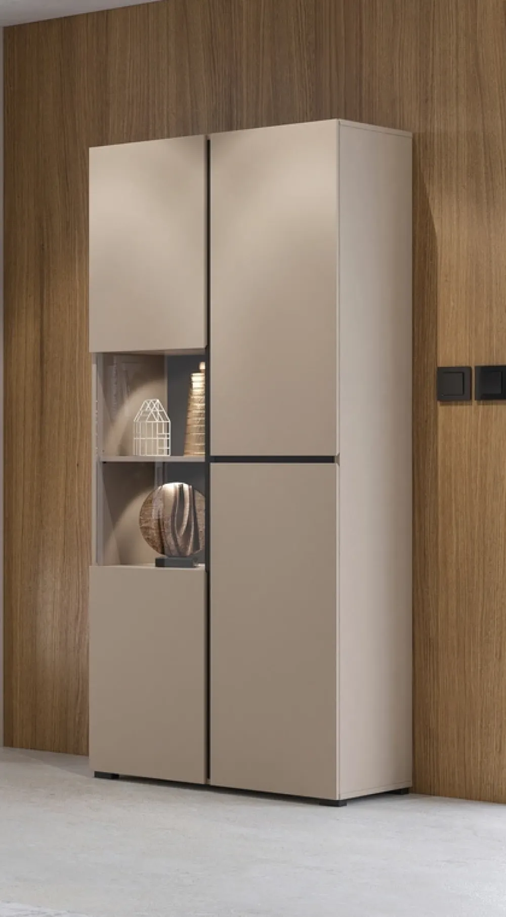 Zestawy Mebli Do Sypialni|Zestawy Mebli Do Salonu>Helvetia Dwudrzwiowa wysoka półwitryna do salonu 80 cm CROSS congo