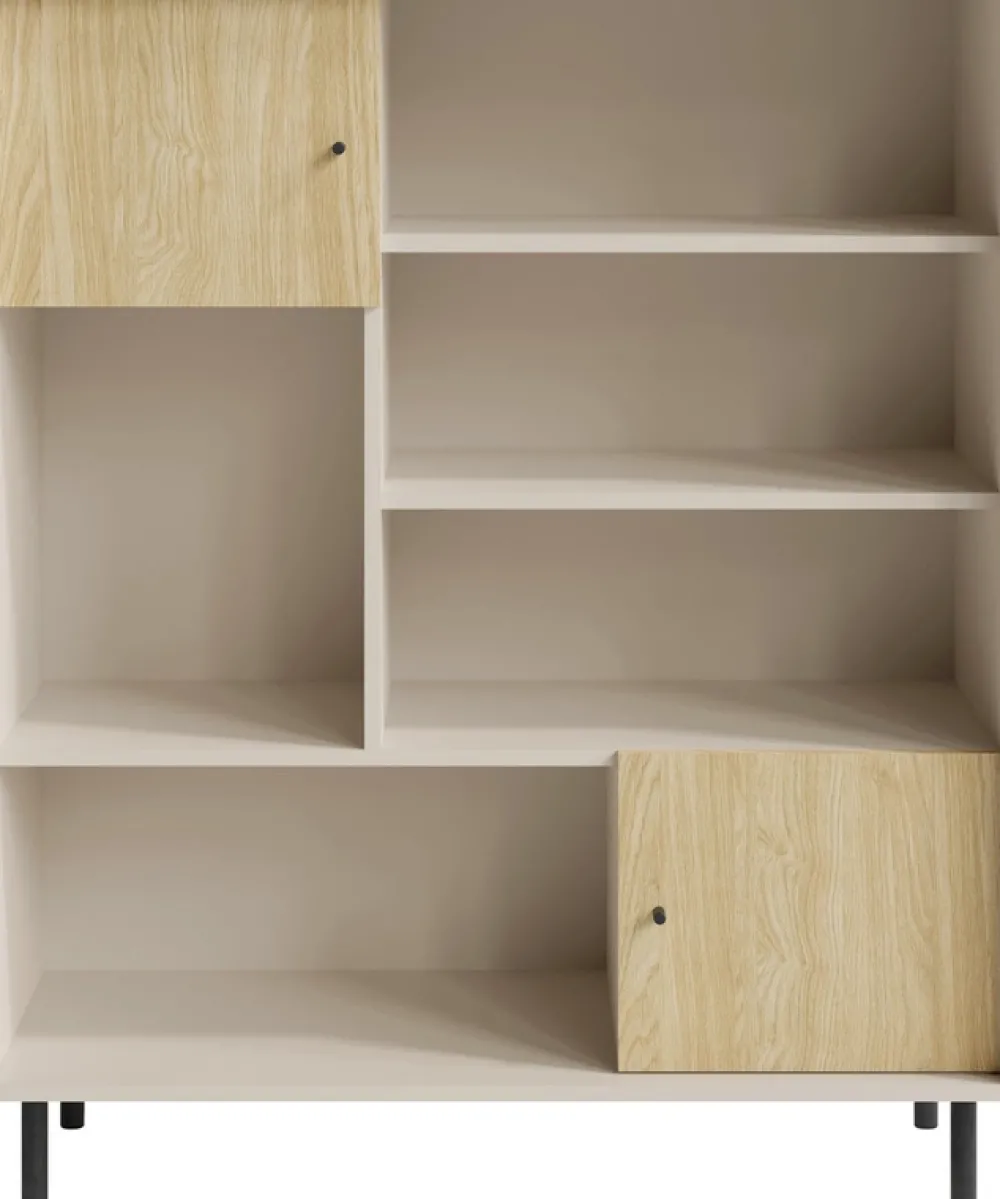 Regały Na Książki>MEBLAR Dwudrzwiowy regał na książki z półkami 103,5 cm MALIVO beż piaskowy