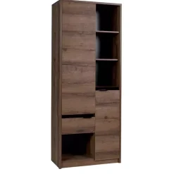 Regały Biurowe|Zestawy Mebli Do Salonu>GiB Meble Dwudrzwiowy regał z półkami 80 cm dąb monastery/czarny połysk DENIS