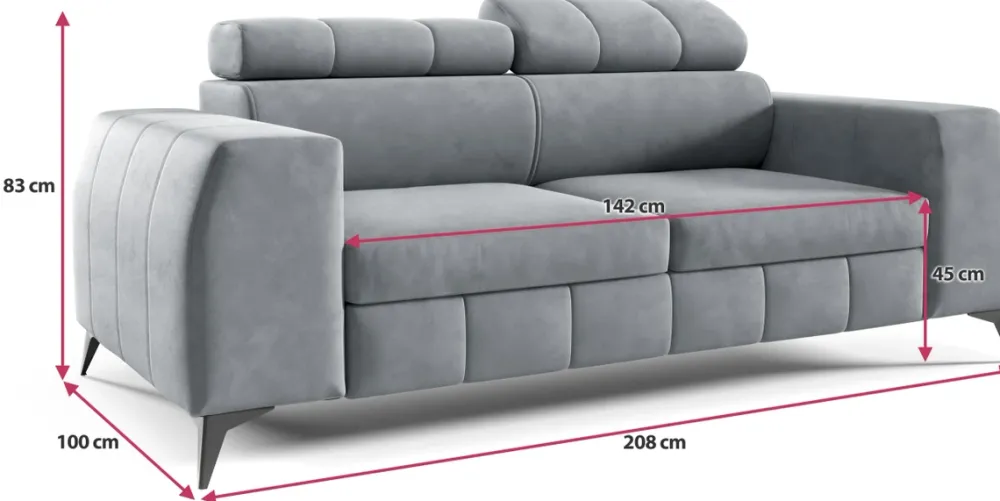 Meble Młodzieżowe|Kanapy I Sofy>Meble Grand Dwuosobowa sofa do salonu z regulowanymi zagłówkami SOFFO