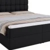 Łóżka Ze Stelażem|Łóżka Z Zagłówkiem>BROMARKT Dwuosobowe czarne łóżko kontynentalne 180x200 cm z pojemnikiem DAKOTA