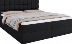 Łóżka Ze Stelażem|Łóżka Z Zagłówkiem>BROMARKT Dwuosobowe czarne łóżko kontynentalne 180x200 cm z pojemnikiem DAKOTA