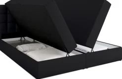 Łóżka Ze Stelażem|Łóżka Z Zagłówkiem>BROMARKT Dwuosobowe czarne łóżko kontynentalne 180x200 cm z pojemnikiem DAKOTA