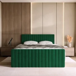 Łóżka Małżeńskie|Łóżka Ze Stelażem></noscript>BROMARKT Dwuosobowe łóżko do sypialni zielone 180x200 cm z pojemnikiem DREAM DUO