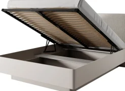 Łóżka Młodzieżowe|Łóżka Małżeńskie>LASKI Dwuosobowe łóżko do sypialni 160x200 cm z pojemnikiem LEONTE beż