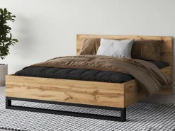 Łóżka Młodzieżowe|Łóżka Z Zagłówkiem>Helvetia Dwuosobowe łóżko drewniane do sypialni 140x200 cm HALLE S