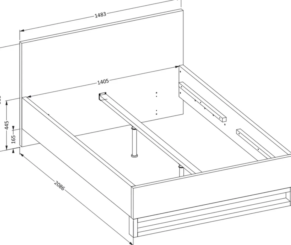 Łóżka Młodzieżowe|Łóżka Z Zagłówkiem>Helvetia Dwuosobowe łóżko drewniane do sypialni 140x200 cm HALLE S
