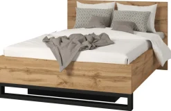 Łóżka Młodzieżowe|Łóżka Z Zagłówkiem>Helvetia Dwuosobowe łóżko drewniane ze stelażem do sypialni 140x200 cm HALLE S