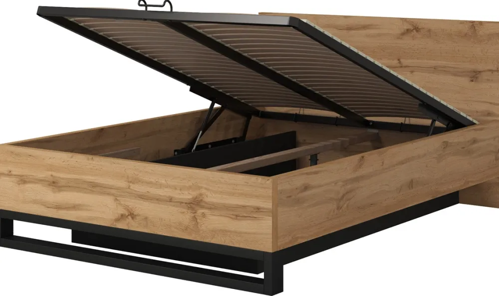 Łóżka Młodzieżowe|Łóżka Z Zagłówkiem>Helvetia Dwuosobowe łóżko drewniane ze stelażem do sypialni 140x200 cm HALLE S