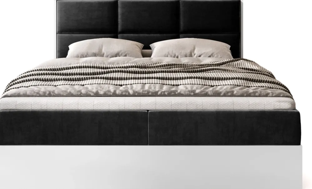 Łóżka Małżeńskie|Łóżka Ze Stelażem>BROMARKT Dwuosobowe łóżko kontynentalne z pojemnikiem 160x200 cm LOFT biały