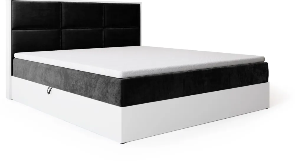 Łóżka Małżeńskie|Łóżka Ze Stelażem>BROMARKT Dwuosobowe łóżko kontynentalne z pojemnikiem 160x200 cm LOFT biały