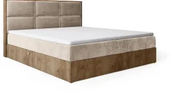 Łóżka Małżeńskie|Łóżka Ze Stelażem></noscript>BROMARKT Dwuosobowe łóżko kontynentalne 180x200 cm z pojemnikiem na pościel LOFT dąb lefkas