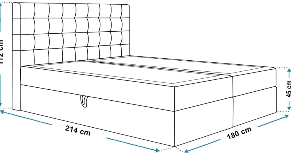 Łóżka Małżeńskie|Łóżka Ze Stelażem>Riban Dwuosobowe łóżko kontynentalne 180x200 cm z pojemnikiem ZANTE