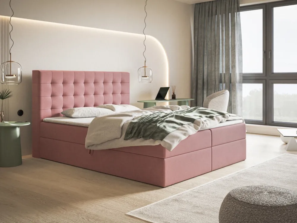 Łóżka Małżeńskie|Łóżka Ze Stelażem>Riban Dwuosobowe łóżko kontynentalne 180x200 cm z pojemnikiem ZANTE