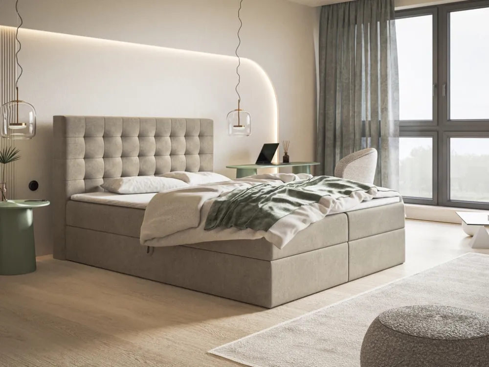 Łóżka Małżeńskie|Łóżka Ze Stelażem>Riban Dwuosobowe łóżko kontynentalne 180x200 cm z pojemnikiem ZANTE