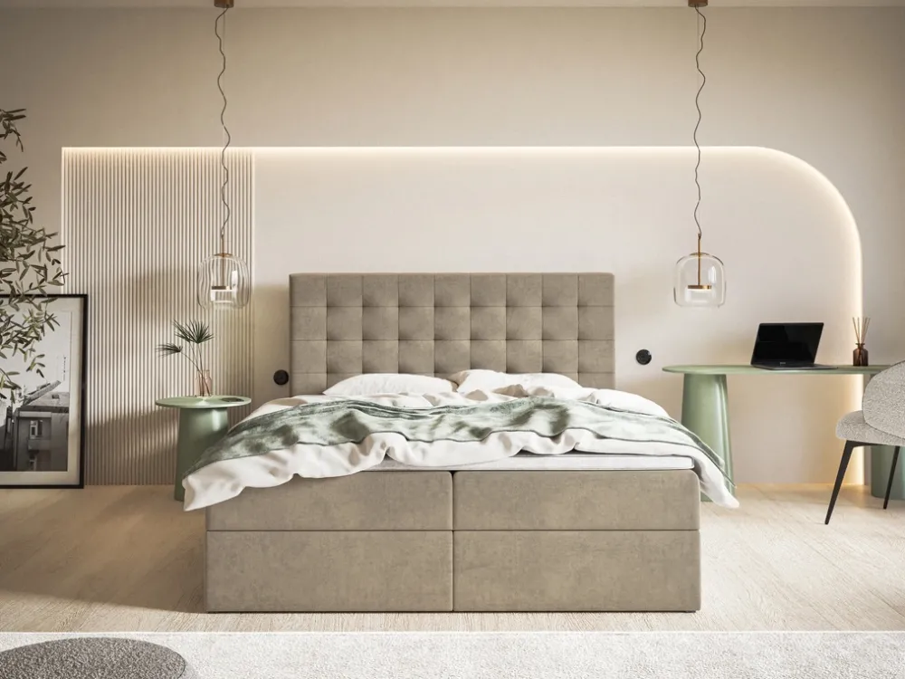 Łóżka Małżeńskie|Łóżka Ze Stelażem>Riban Dwuosobowe łóżko kontynentalne 180x200 cm z pojemnikiem ZANTE