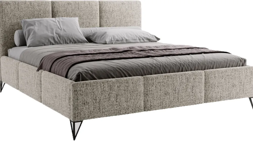 Łóżka Kontynentalne|Łóżka Małżeńskie>UNISTYL MEBLE Dwuosobowe łóżko LORIO 140x200 cm z pojemnikiem na pościel szare