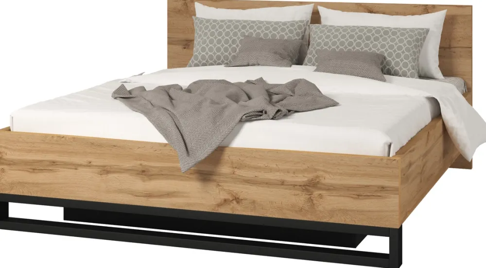 Łóżka Z Zagłówkiem|Łóżka Z Pojemnikiem>Helvetia Dwuosobowe łóżko małżeńskie ze stelażem do sypialni 180x200 cm HALLE S