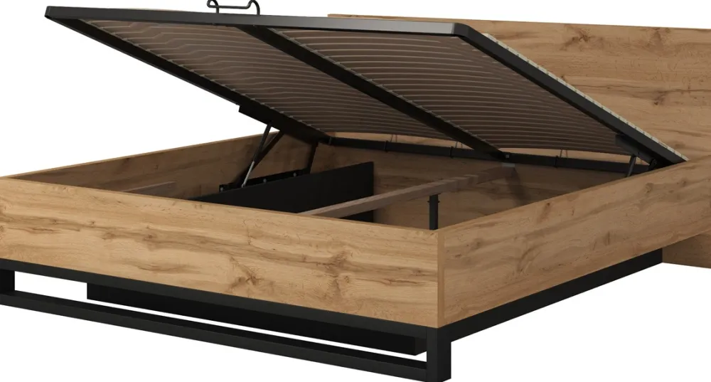 Łóżka Z Zagłówkiem|Łóżka Z Pojemnikiem>Helvetia Dwuosobowe łóżko małżeńskie ze stelażem do sypialni 180x200 cm HALLE S