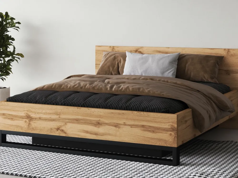 Łóżka Z Zagłówkiem|Łóżka Z Pojemnikiem>Helvetia Dwuosobowe łóżko małżeńskie ze stelażem do sypialni 180x200 cm HALLE S