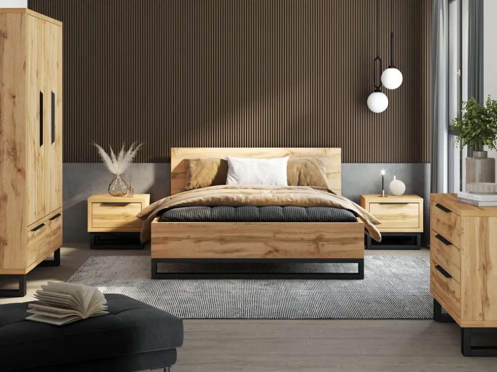 Łóżka Z Zagłówkiem|Łóżka Z Pojemnikiem>Helvetia Dwuosobowe łóżko małżeńskie ze stelażem do sypialni 180x200 cm HALLE S