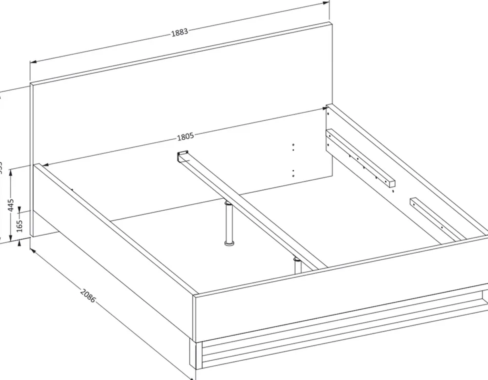 Łóżka Z Zagłówkiem|Łóżka Z Pojemnikiem>Helvetia Dwuosobowe łóżko małżeńskie ze stelażem do sypialni 180x200 cm HALLE S