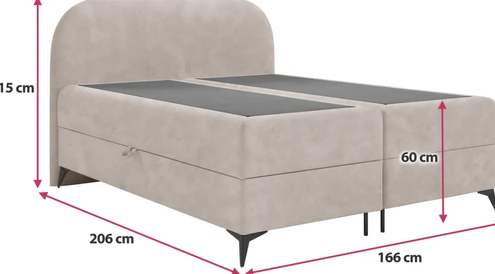 Łóżka Małżeńskie|Łóżka Ze Stelażem>BROMARKT Dwuosobowe łóżko tapicerowane 160x200 cm z pojemnikiem SERENO