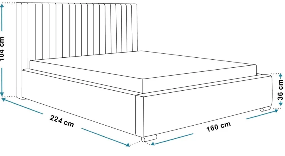 Łóżka Młodzieżowe|Łóżka Z Zagłówkiem>Riban Dwuosobowe łóżko tapicerowane z pojemnikiem 140x200 cm HEROLD