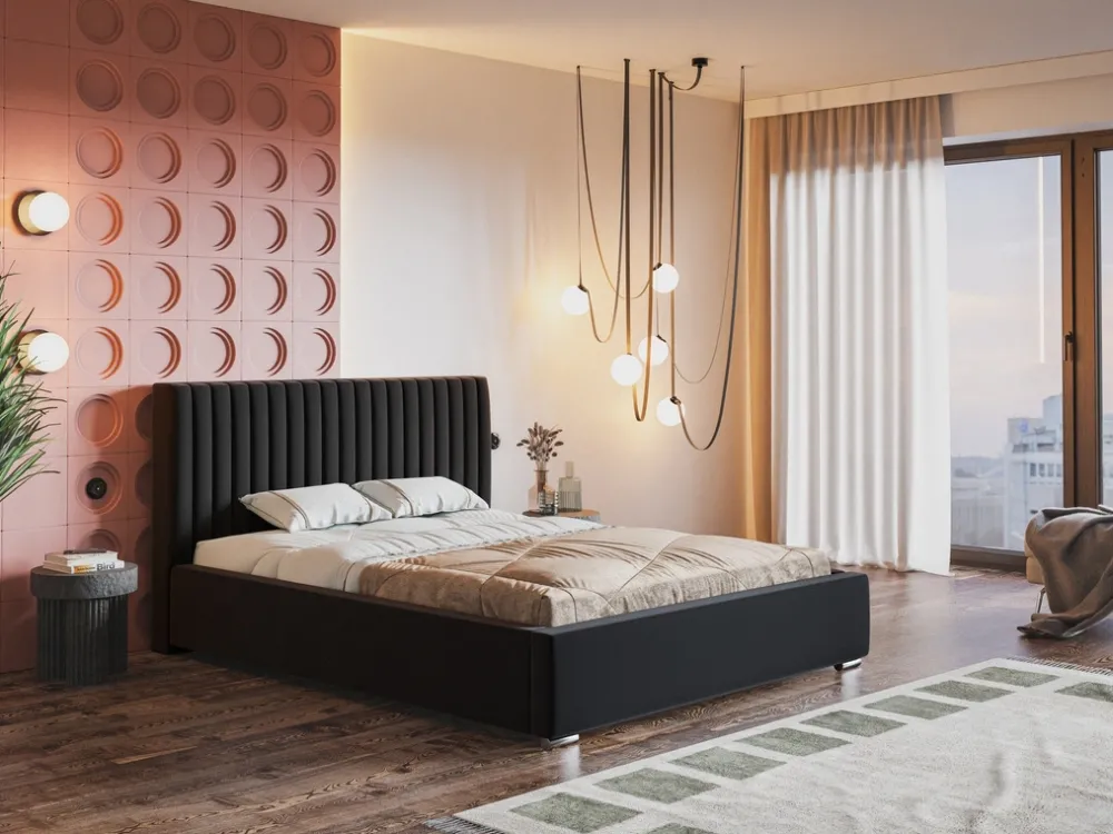 Łóżka Młodzieżowe|Łóżka Z Zagłówkiem>Riban Dwuosobowe łóżko tapicerowane z pojemnikiem 140x200 cm HEROLD