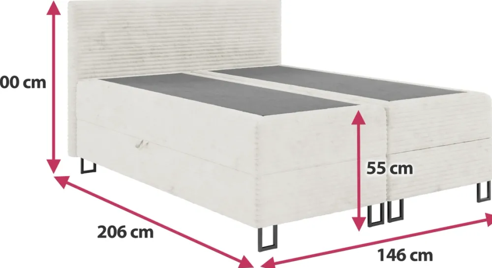 Łóżka Młodzieżowe|Łóżka Ze Stelażem>BROMARKT Dwuosobowe łóżko tapicerowane do sypialni 140x200 cm z pojemnikiem TESSA