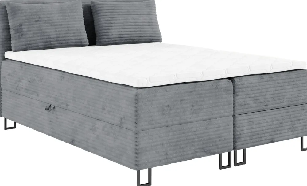 Łóżka Małżeńskie|Łóżka Ze Stelażem>BROMARKT Dwuosobowe łóżko 160x200 cm z pojemnikiem do sypialni TESSA szare