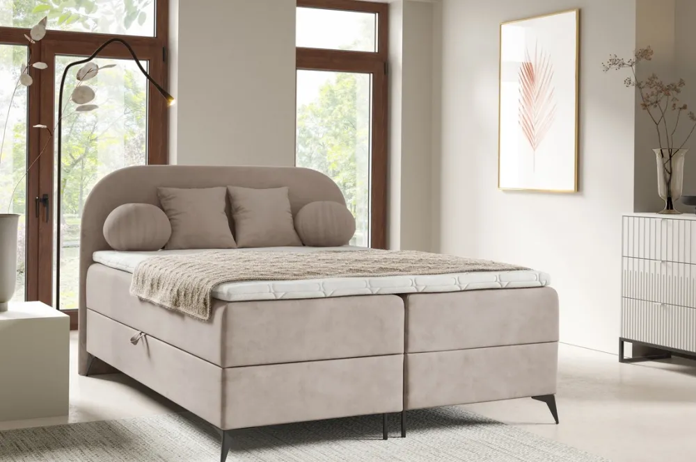 Łóżka Młodzieżowe|Łóżka Ze Stelażem>BROMARKT Dwuosobowe kontynentalne łóżko 140x200 cm do sypialni z pojemnikiem SERENO