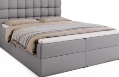 Łóżka Ze Stelażem|Łóżka Z Zagłówkiem>BROMARKT Dwuosobowe szare łóżko kontynentalne 160x200 cm z pojemnikiem DAKOTA