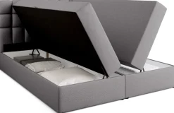Łóżka Ze Stelażem|Łóżka Z Zagłówkiem>BROMARKT Dwuosobowe szare łóżko kontynentalne 160x200 cm z pojemnikiem DAKOTA