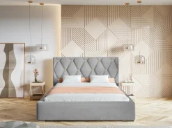 Łóżka Z Zagłówkiem|Łóżka Z Pojemnikiem></noscript>Riban Dwuosobowe tapicerowane łóżko ze stelażem 180x200 cm HAPPE pojemnik