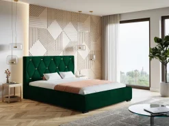 Łóżka Z Zagłówkiem|Łóżka Z Pojemnikiem></noscript>Riban Dwuosobowe tapicerowane łóżko ze stelażem 180x200 cm HAPPE pojemnik